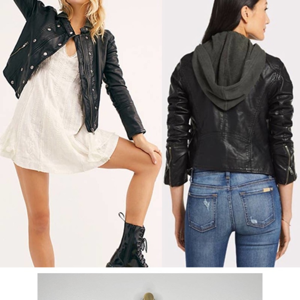 Free People Women's New Dawn Vegan Leather Fall Motorcycle Jacket Size: XS NWOT